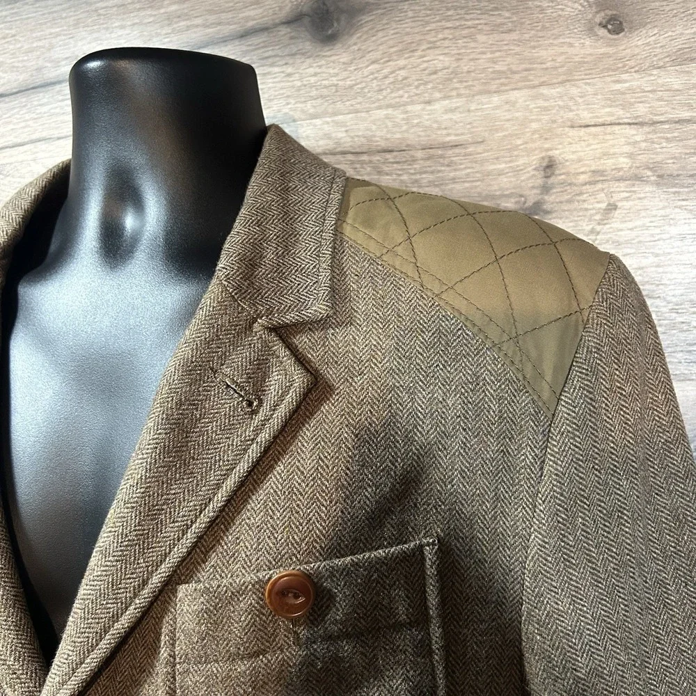 Tommy Hilfiger Men's Tweed Sport Coat Blazer Wool Blend Herringbone‎ Large